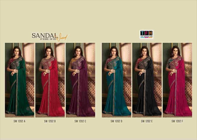 Sandalwood 1202 Colour By TFH Designer Silk Party Wear Saree Wholesale Online